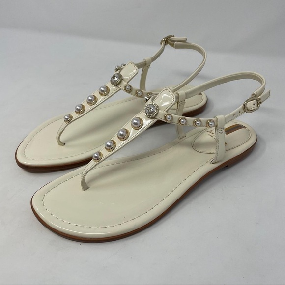 Sam Edelman Gigi Patent Pearl Embellished Thong T- Strap Sandals - NWT - Picture 8 of 11
